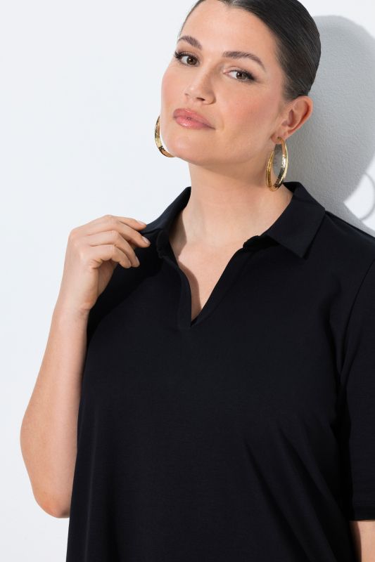 Блуза с яка и къси ръкави