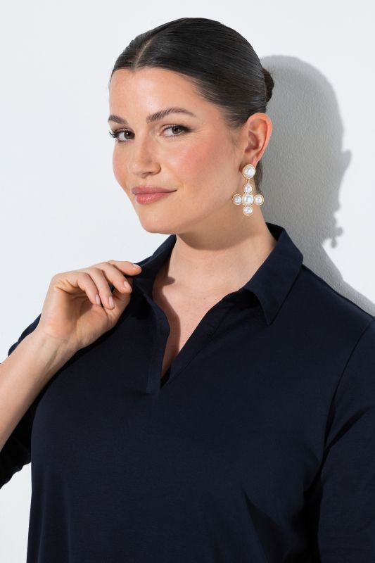 Блуза с яка и къси ръкави