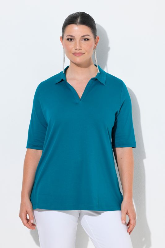 Блуза с яка и къси ръкави