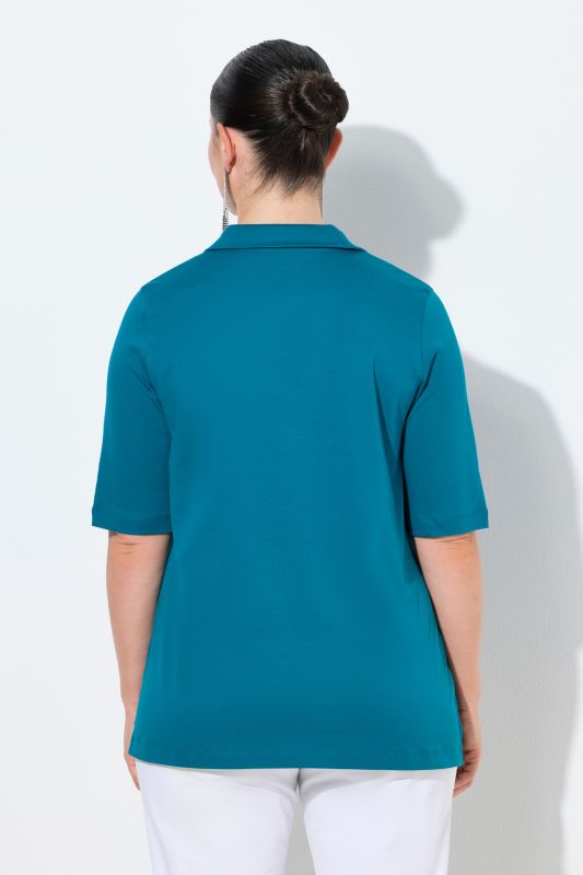 Блуза с яка и къси ръкави