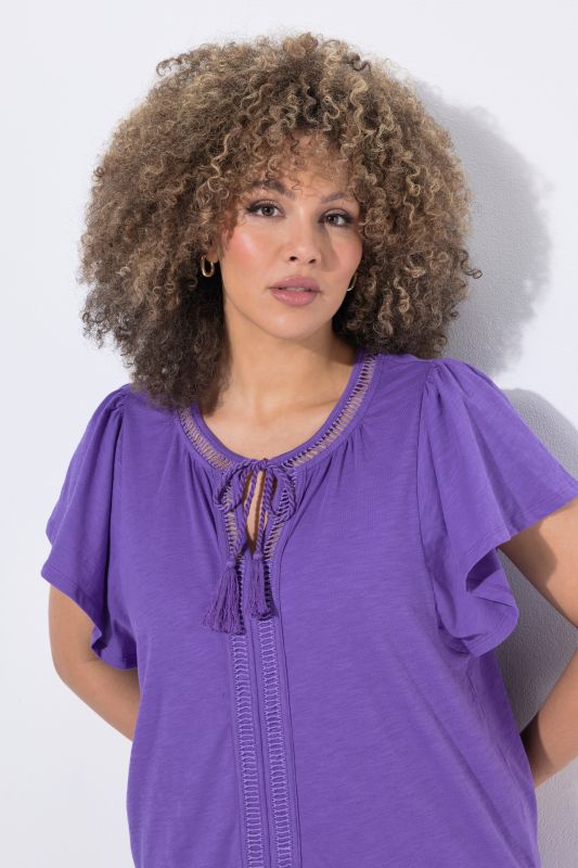 Wing Sleeve V-Neck Tee