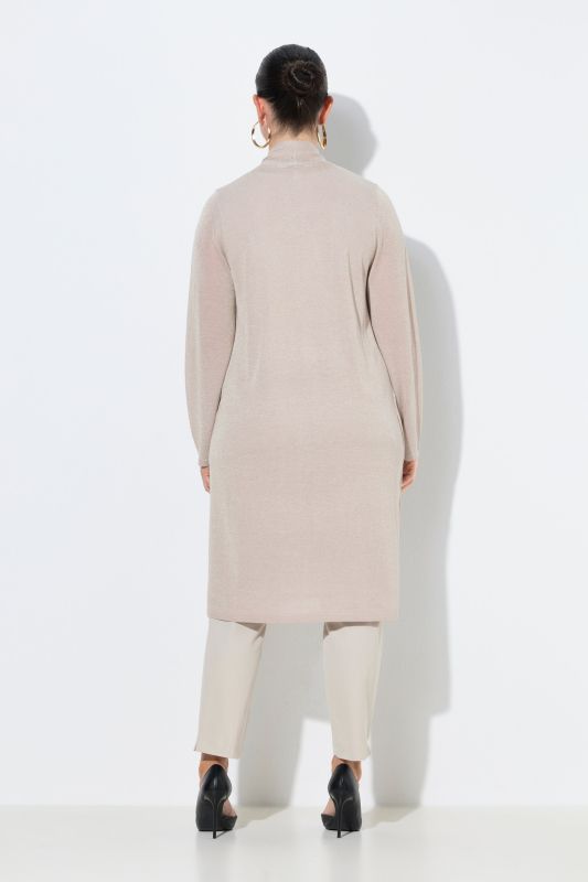 Shimmering Longline Open Shape Cardigan