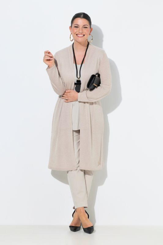 Shimmering Longline Open Shape Cardigan