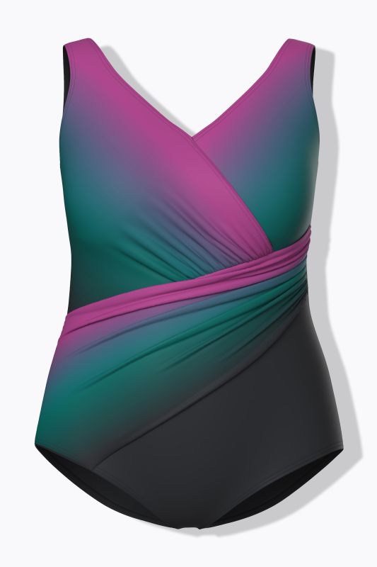 Gradient Wrap Look One Piece Swimsuit