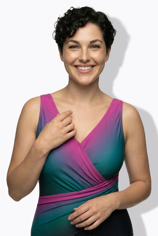 Gradient Wrap Look One Piece Swimsuit