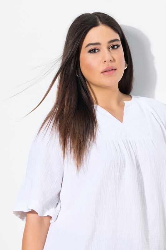 Блуза от муселин с къси ръкави