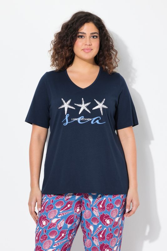 Тениска с принт на морски звезди