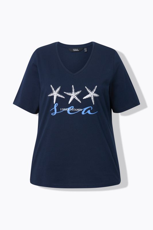 Тениска с принт на морски звезди