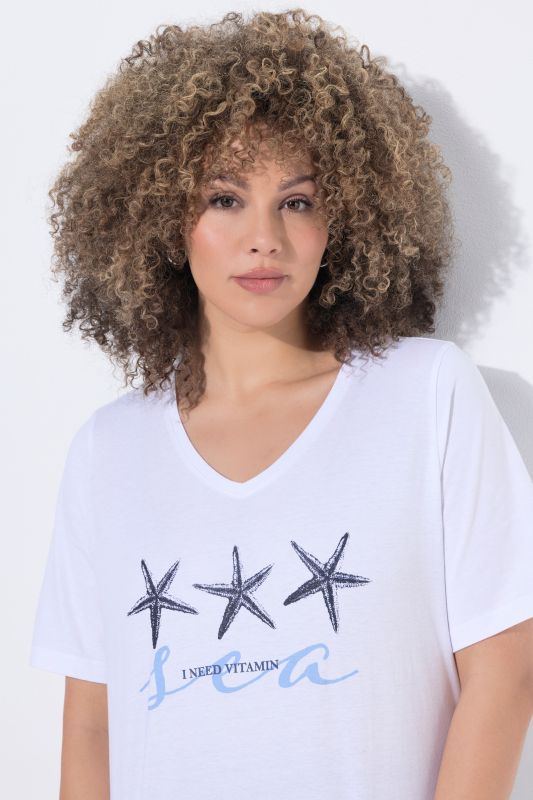 Тениска с принт на морски звезди