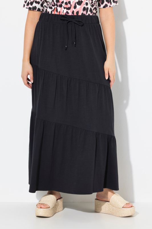 Asymmetric Flounce Panel Elastic Waist Skirt
