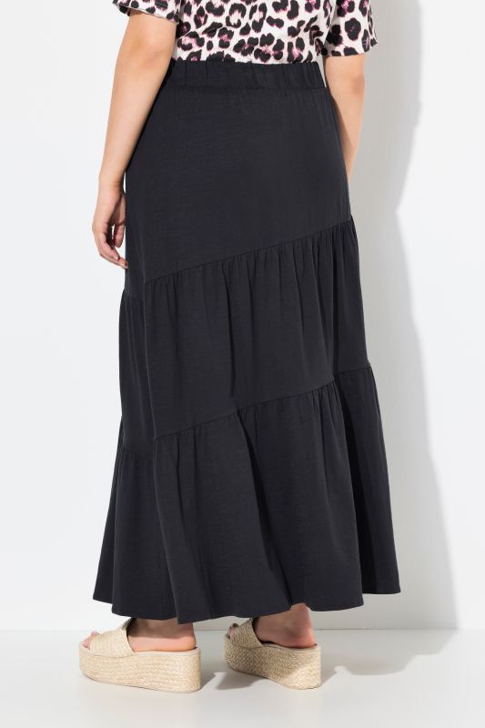 Asymmetric Flounce Panel Elastic Waist Skirt