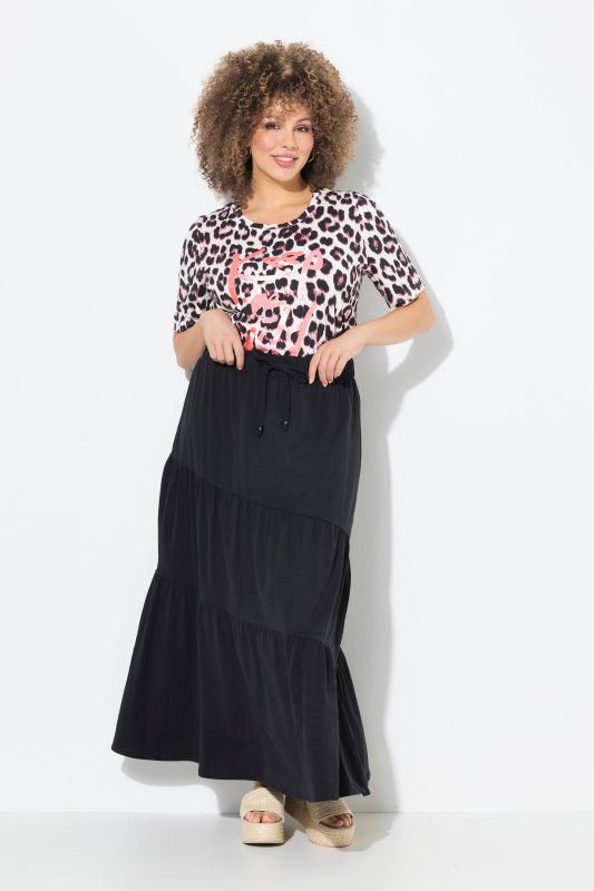 Asymmetric Flounce Panel Elastic Waist Skirt