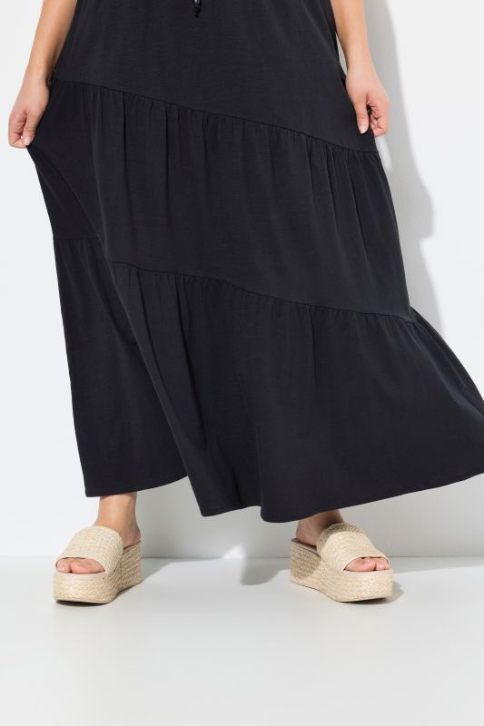 Asymmetric Flounce Panel Elastic Waist Skirt