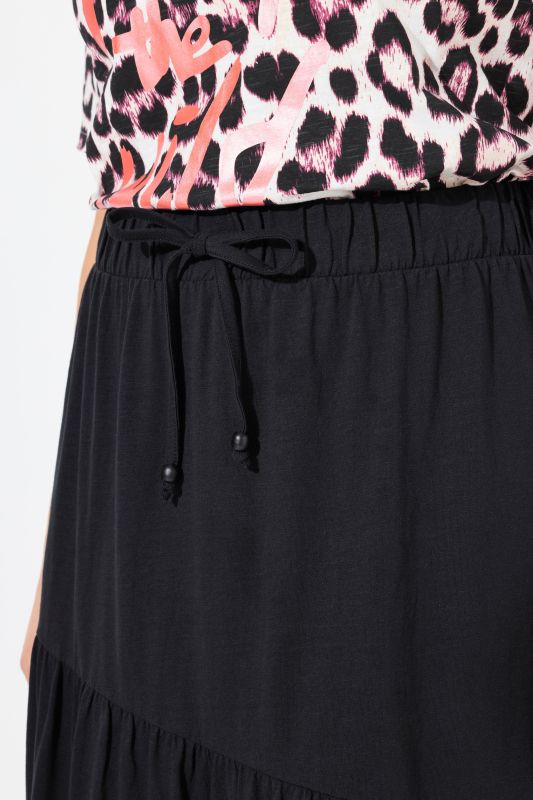 Asymmetric Flounce Panel Elastic Waist Skirt