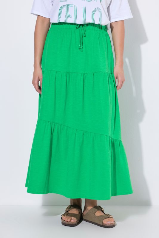 Asymmetric Flounce Panel Elastic Waist Skirt