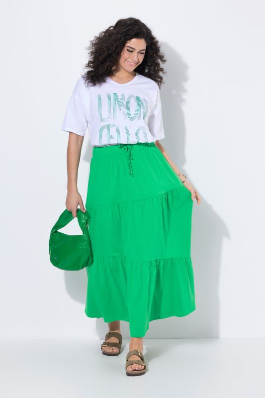 Asymmetric Flounce Panel Elastic Waist Skirt