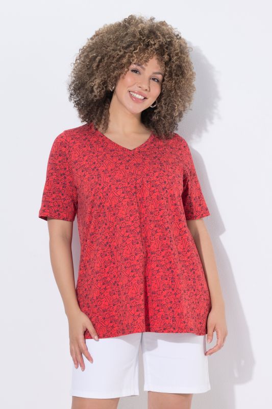 Тениска с геометричен принт на риба