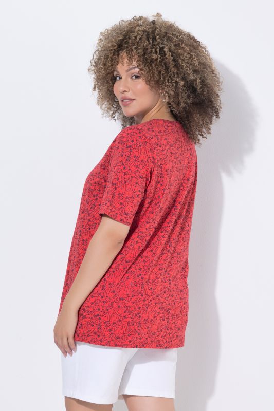 Тениска с геометричен принт на риба