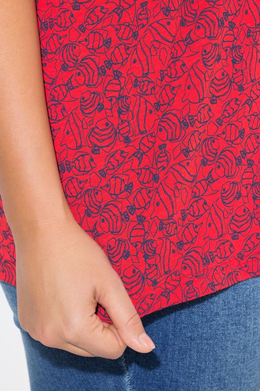 Тениска с геометричен принт на риба