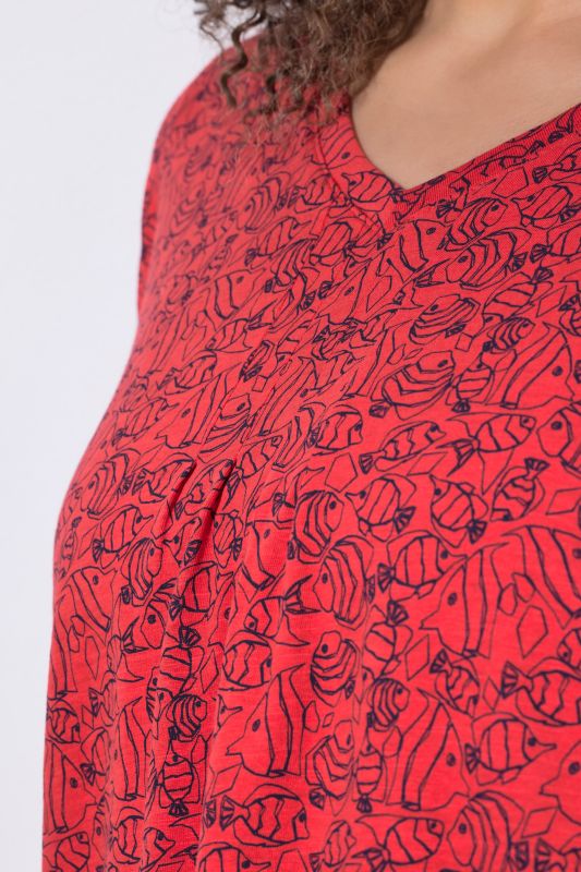 Тениска с геометричен принт на риба