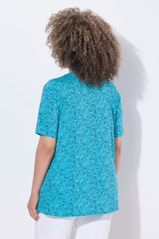 Тениска с геометричен принт на риба