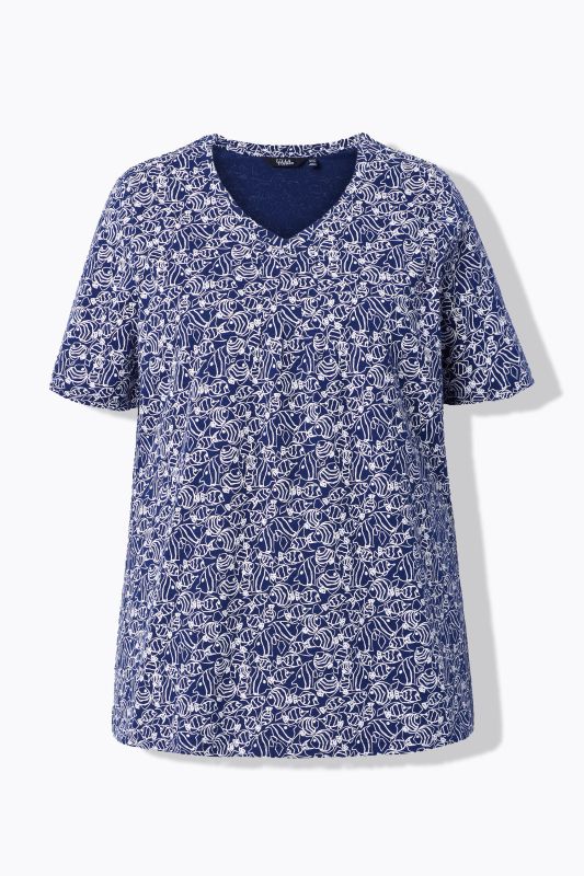 Тениска с геометричен принт на риба