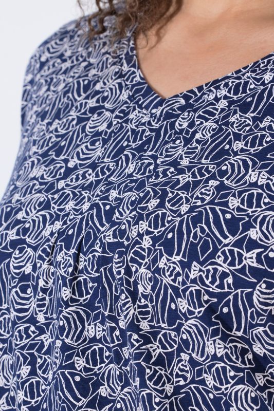 Тениска с геометричен принт на риба