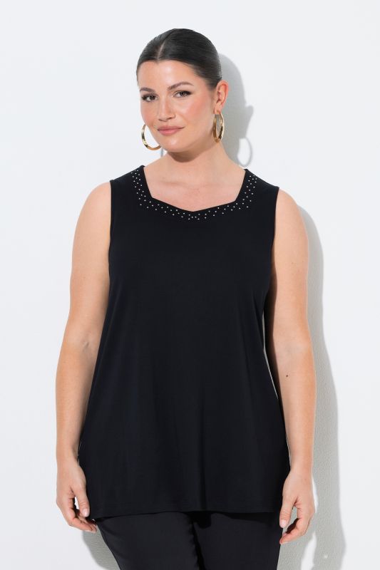 Rhinestone Neckline Pima Cotton Tank