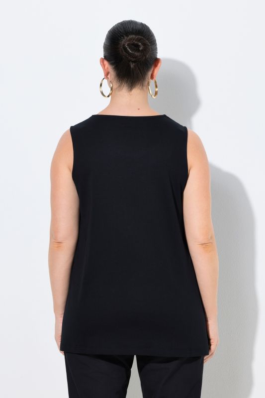 Rhinestone Neckline Pima Cotton Tank