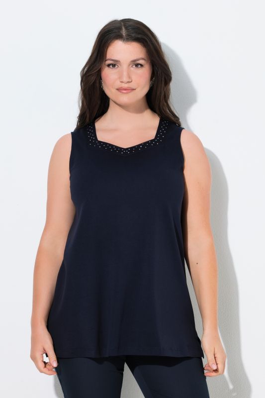 Rhinestone Neckline Pima Cotton Tank