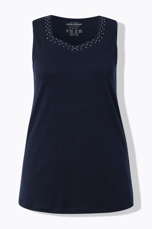 Rhinestone Neckline Pima Cotton Tank