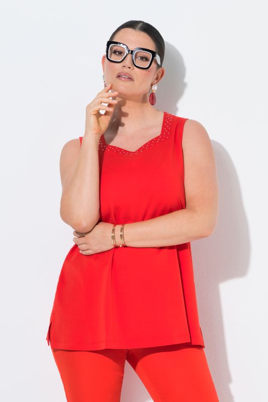 Rhinestone Neckline Pima Cotton Tank