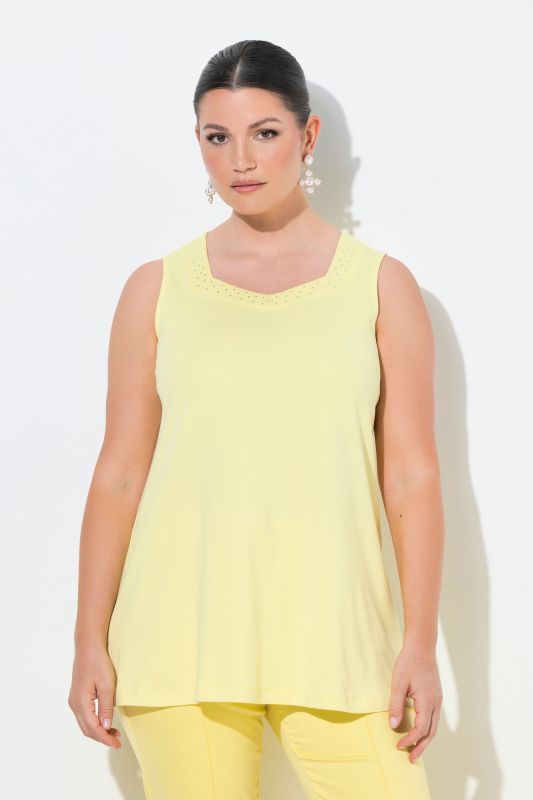 Rhinestone Neckline Pima Cotton Tank