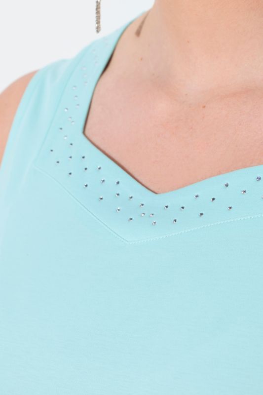 Rhinestone Neckline Pima Cotton Tank