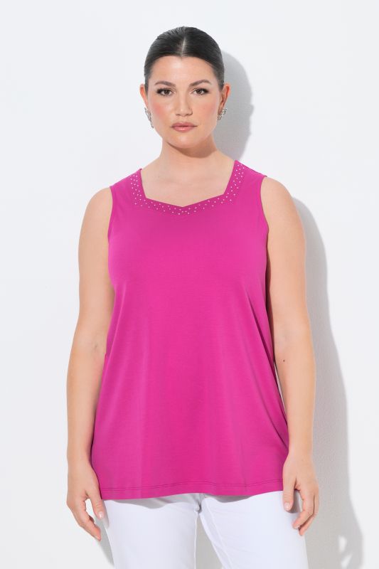 Rhinestone Neckline Pima Cotton Tank