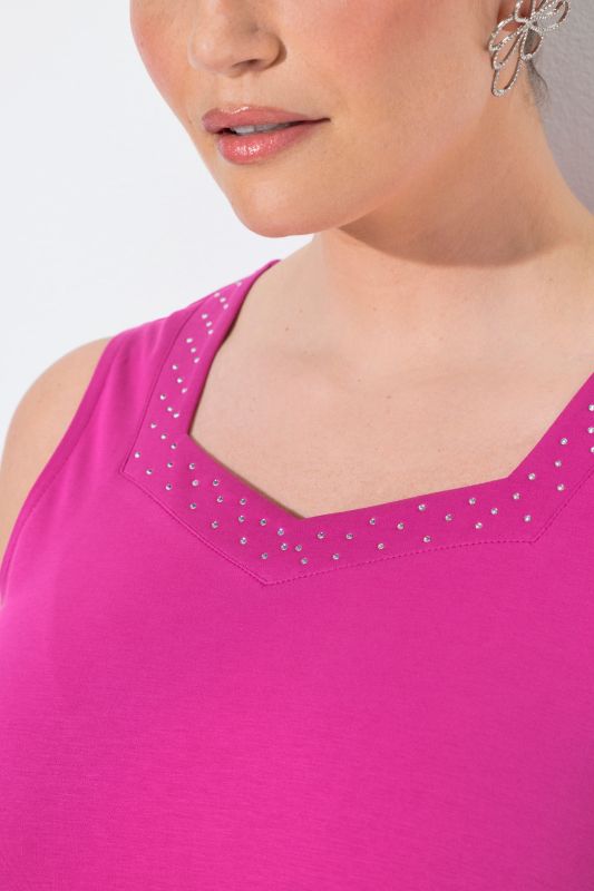 Rhinestone Neckline Pima Cotton Tank