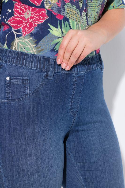 Denim Elastic Waist Capres