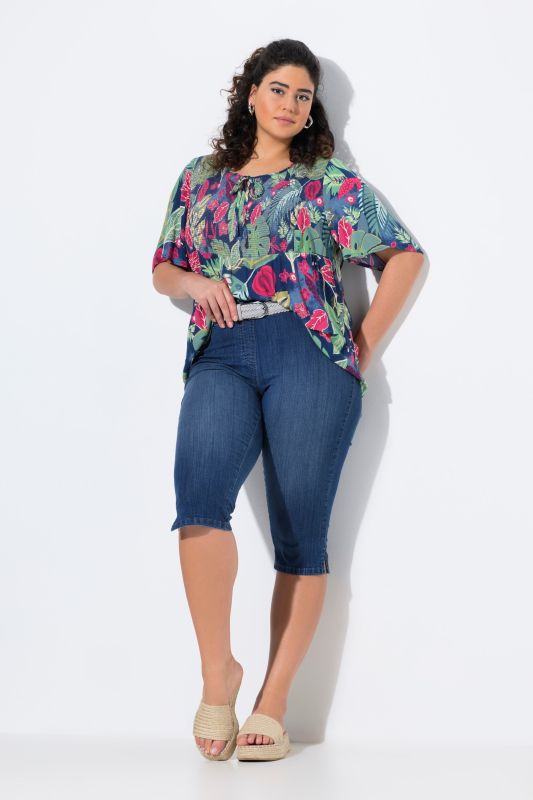 Denim Elastic Waist Capres