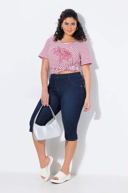 Denim Elastic Waist Capres