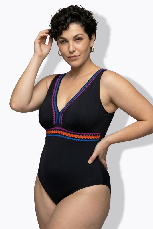 Neon Rickrack Trim Swimsuit
