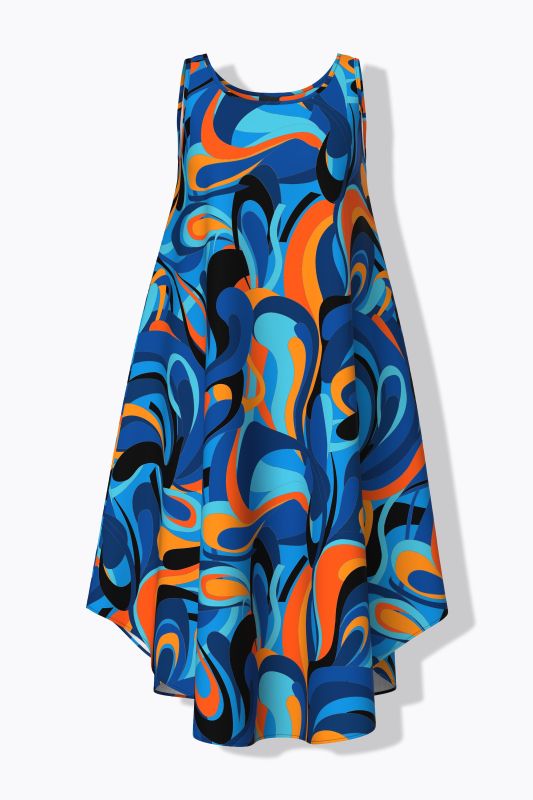 Wave Print Sleeveless A-Line Dress