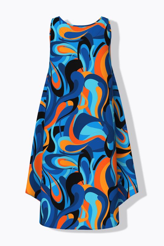 Wave Print Sleeveless A-Line Dress