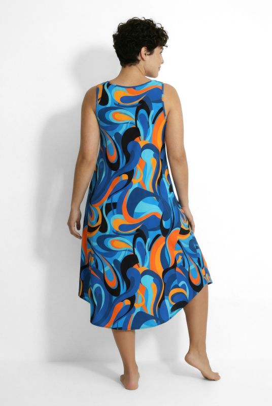 Wave Print Sleeveless A-Line Dress
