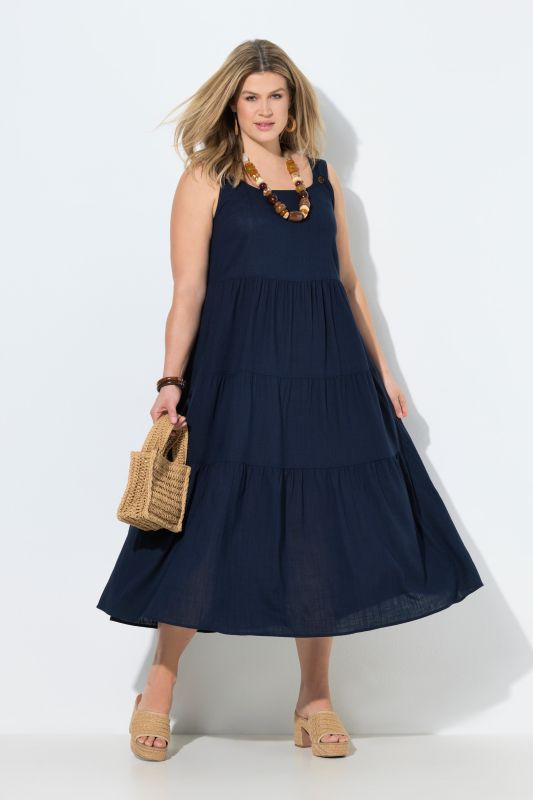 Linen Blend Pinafore Dress