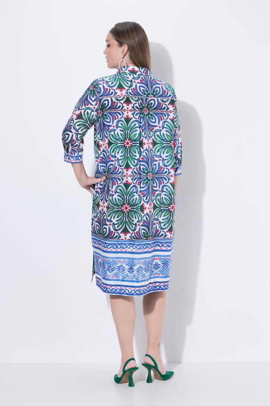 Floral Mosaic Print Shirt Dress