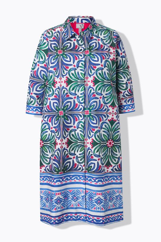 Floral Mosaic Print Shirt Dress