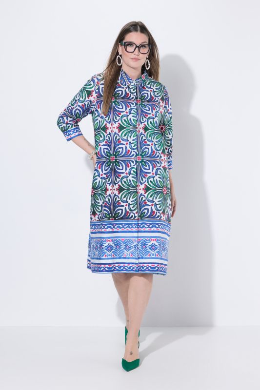 Floral Mosaic Print Shirt Dress