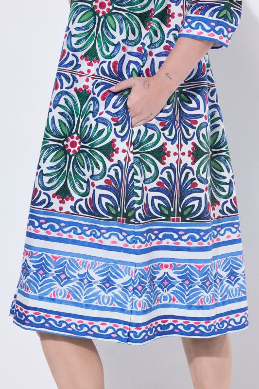 Floral Mosaic Print Shirt Dress