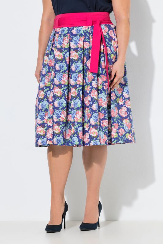 Country Floral Print Comfort Waist Skirt