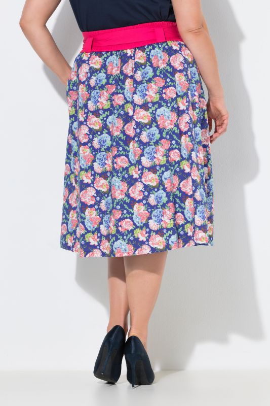Country Floral Print Comfort Waist Skirt